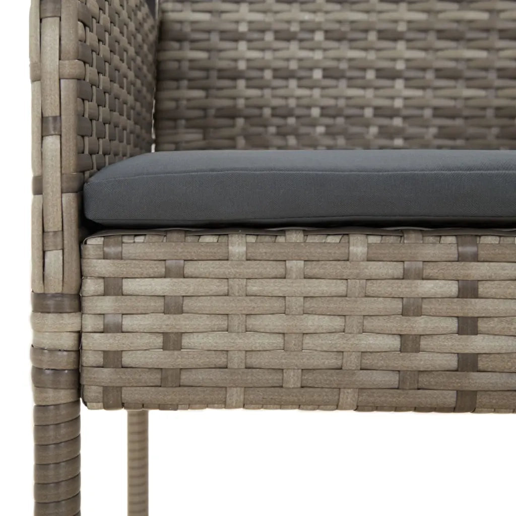 Set Salotto Giardino 3 pz con Cuscini Nero e Grigio Polyrattan 3185161