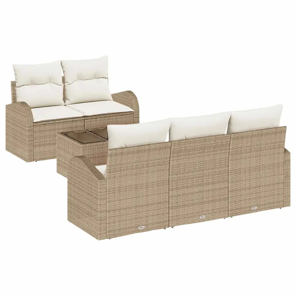 Set Divano da Giardino 6 pcs Beige e Crema polyrattan 3354590
