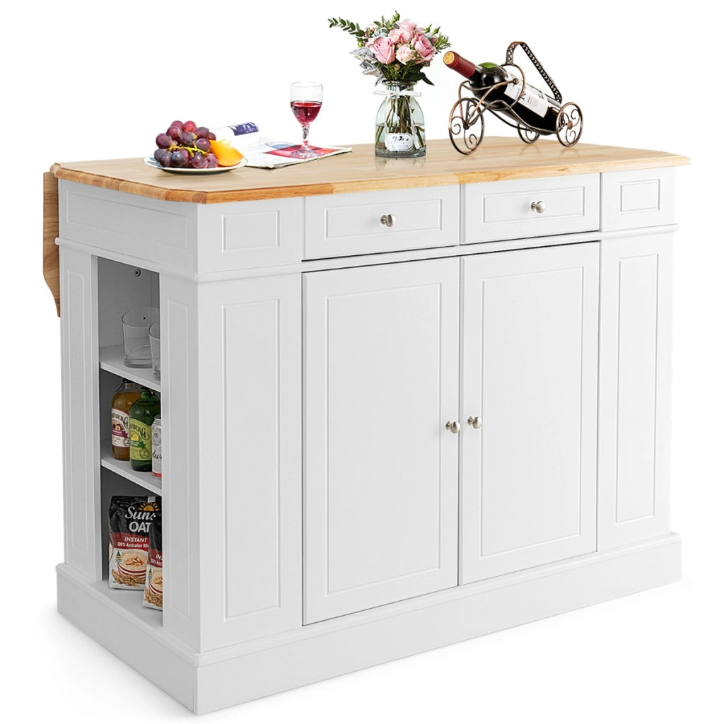 Isola da cucina con contenito reripiani regolabili a 3 livelli, Mobile contenitore da cucina a 2 ante Bianco