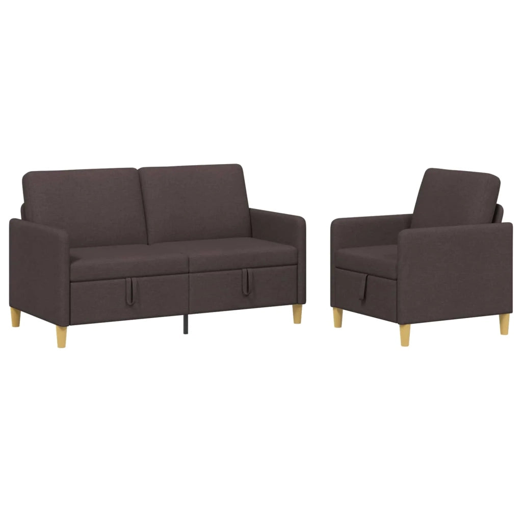Set di Divani con Storage 2 pz Marrone Scuro Poliestere 3429180
