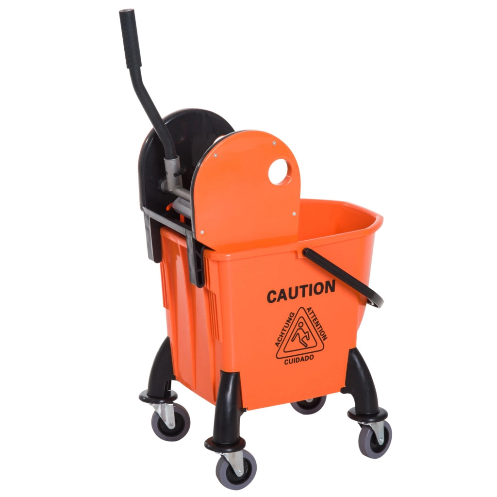 EasyComfort Carrello delle Pulizie Professionale Capacità 26L Strizzatore Rimovibile con Ruote 44 × 36 × 90cm Arancione