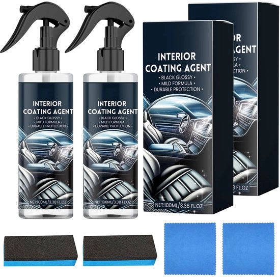 Set di Pulizia Intervalli Auto Biologico Degrado - Pulizia fino alle Porosità - Incluso Asciugamano in Microfibra - Per Pannelli in Plastica e Pelle - Per un Aspetto Nuovo - Pulitore Intervalli Auto
