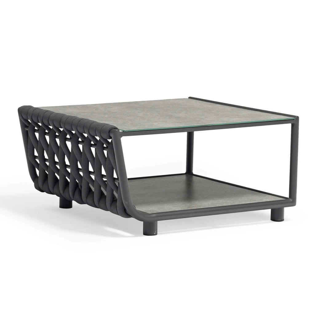 Tavolino per Salotto da Giardino in Alluminio Textilene Poliestere cm 71x81x40 - ZED