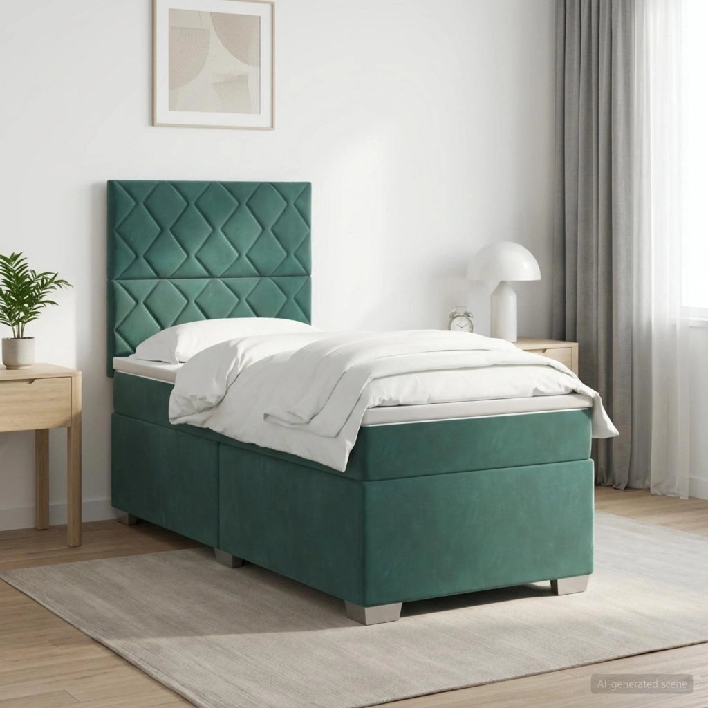 Letto box spring con materasso Verde Scuro 80 x 200 cm Velluto 3455003