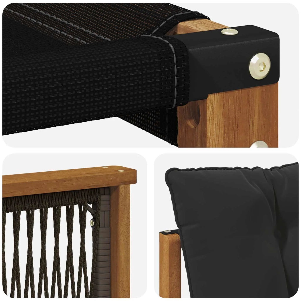 Set di divani da esterno con cuscino 7 pcs Naturale e Nero 3382096
