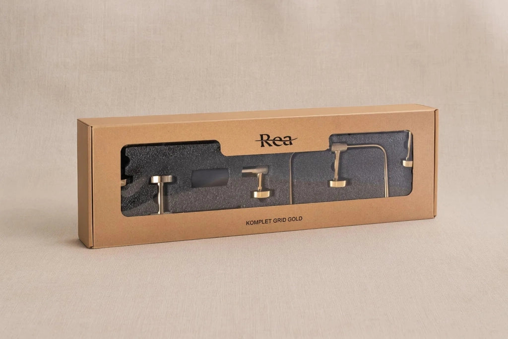Set Accessori Da Bagno Grid Gold 4 Pezzi