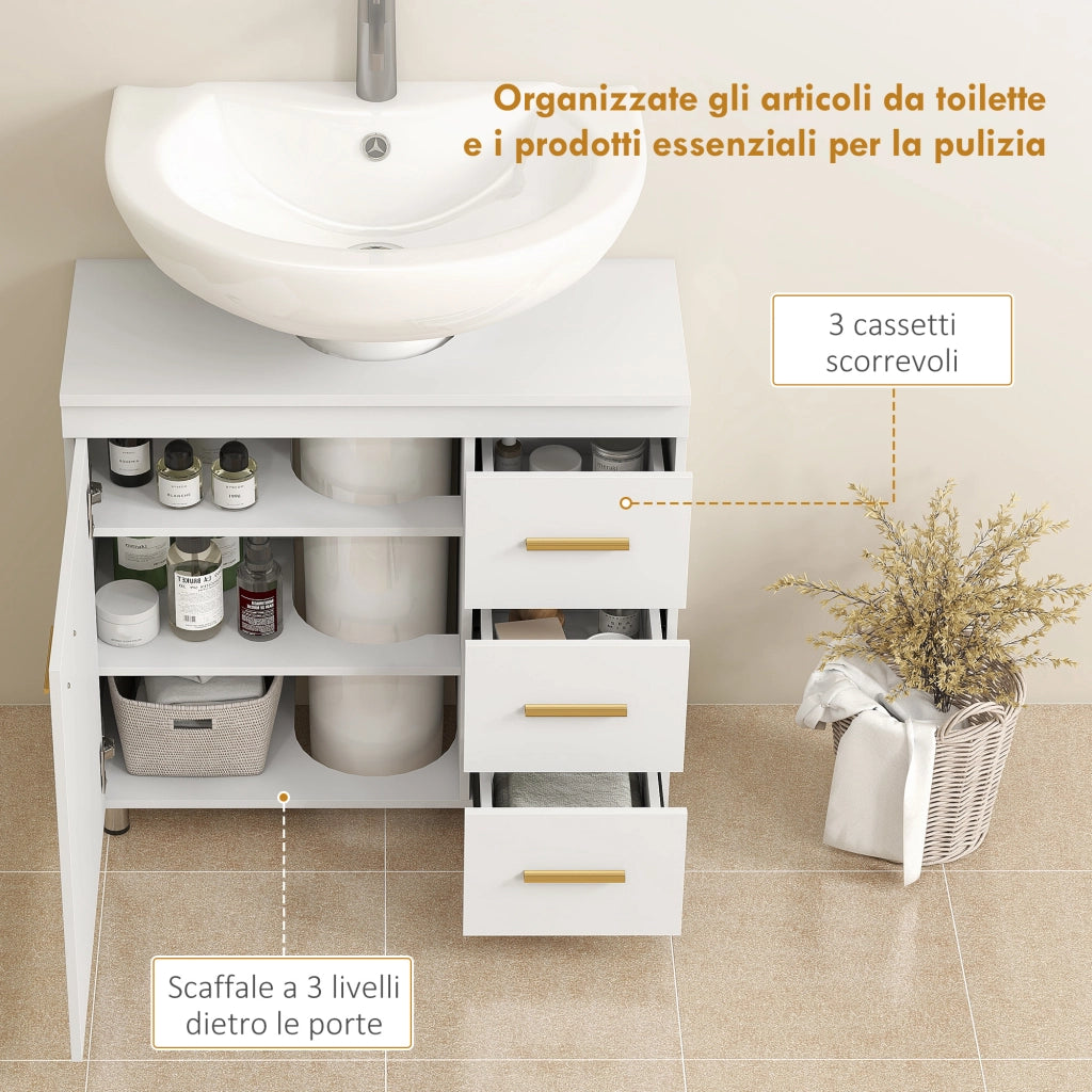 Mobile sottolavabo con cassetti ¨C Xylo ¨C bianco 70x30x65 cm