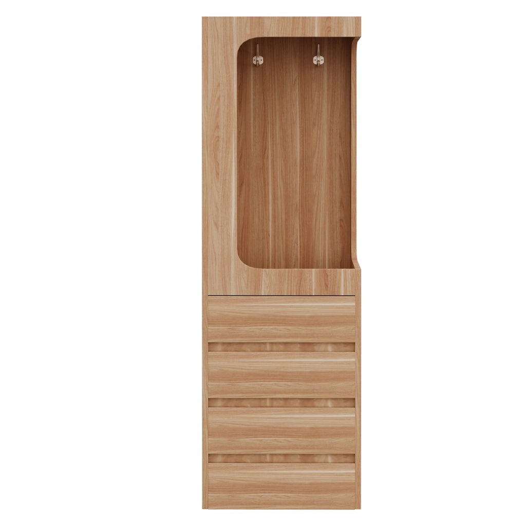 Armadio a 1 anta con 4 cassetti e vano appendiabiti aperto 70×40×170 cm; legno; bianco naturale
