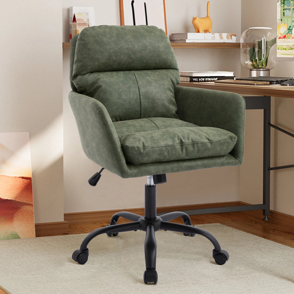 Sedia da Ufficio ¨C MINIMAL ¨C Ecopelle Nera, Altezza Regolabile, Verde