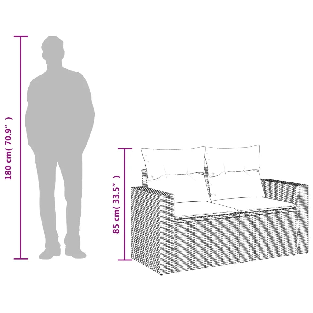 Divano da Giardino a 2 Posti con Cuscini in Polyrattan Marrone 366209