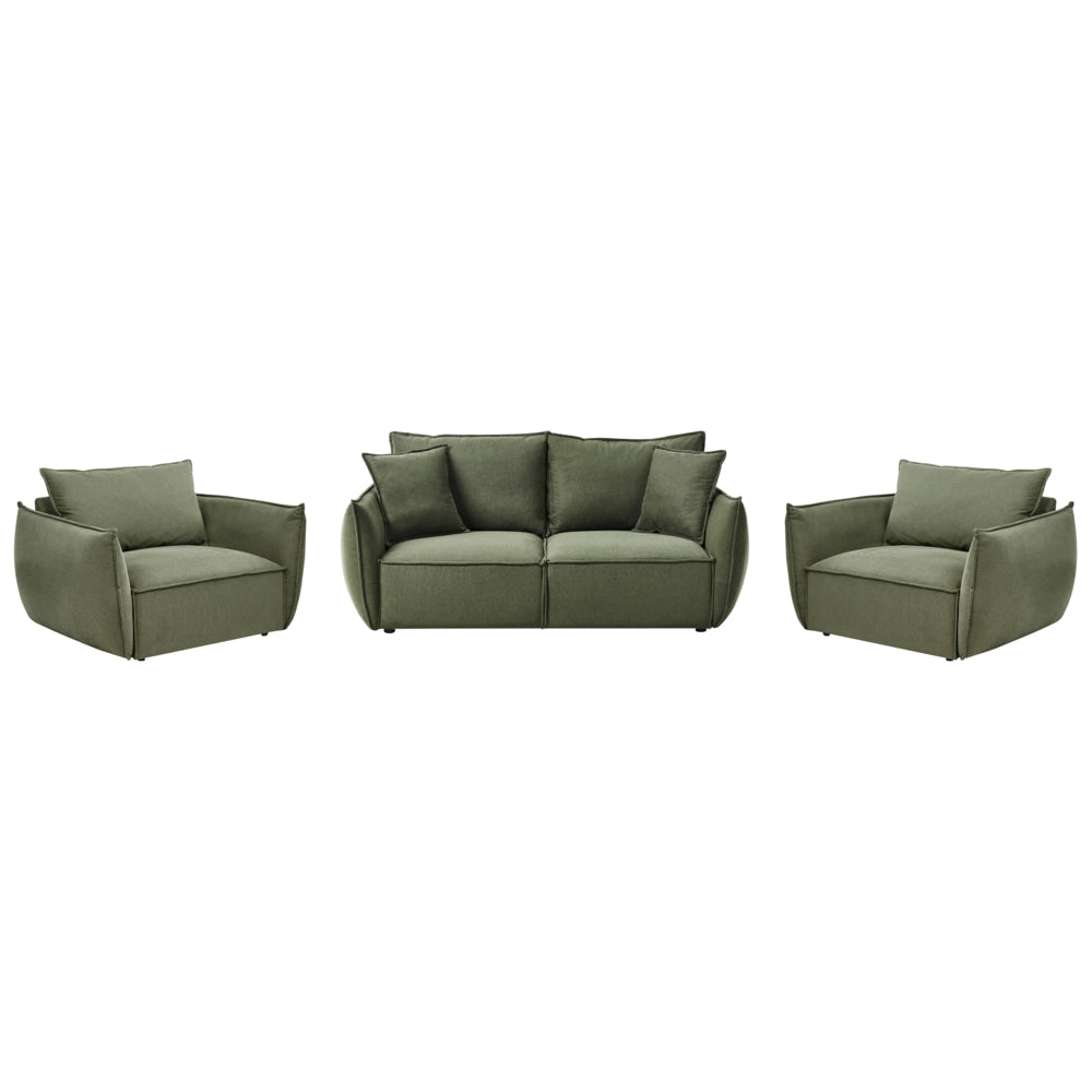 Set da salotto in tessuto Seduta bassa e profonda Schienale imbottito Accogliente Moderno 5 posti verde Moderno Accogliente
