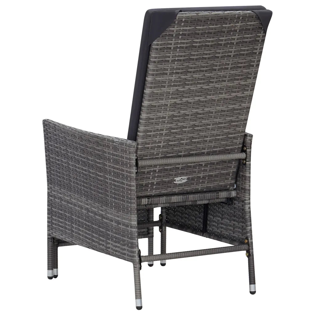 Sedia da Giardino | Sedie da Esterno Reclinabile con Cuscino in Polyrattan Grigio