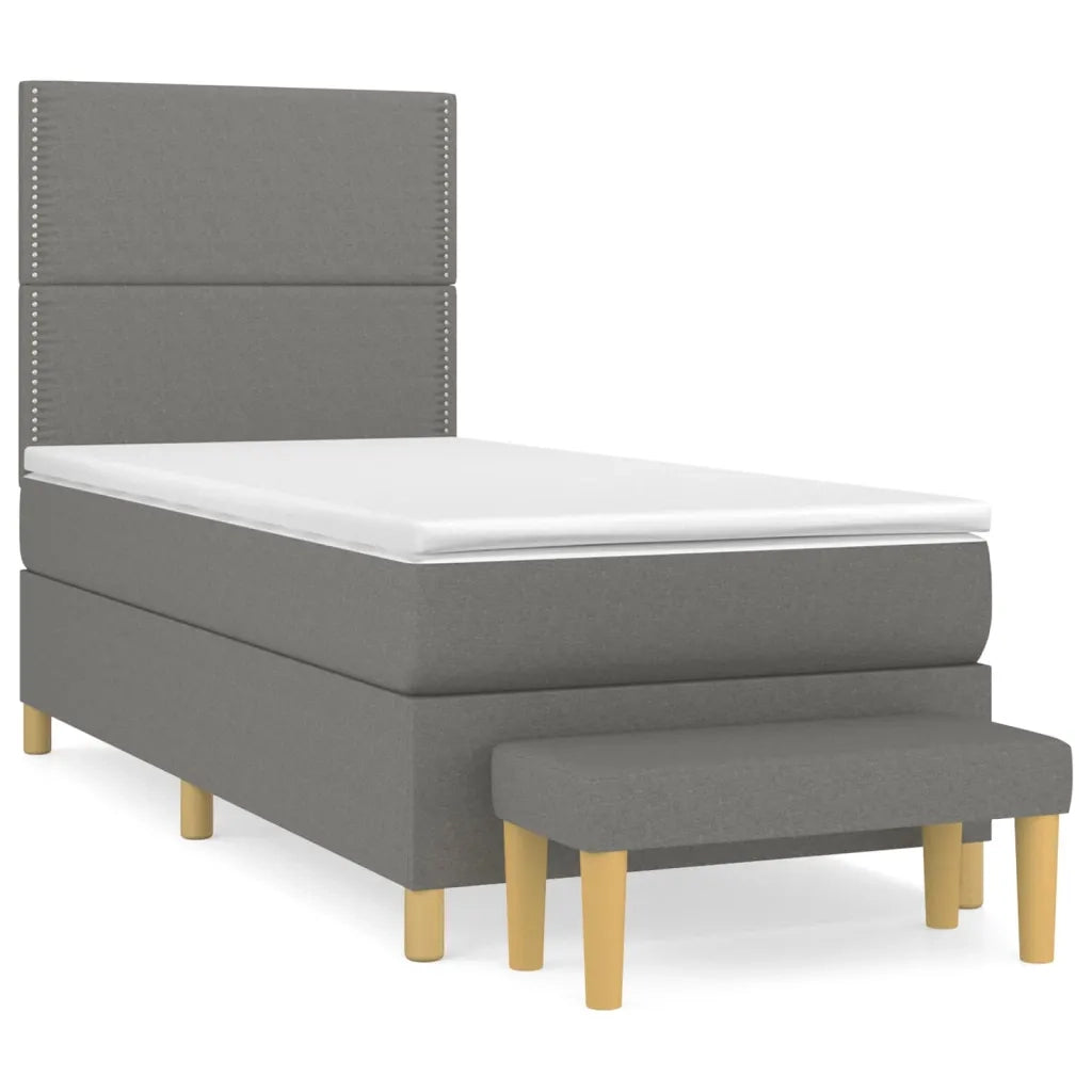 Giroletto a Molle con Materasso Grigio Scuro 90x200 cm Tessuto 3137046