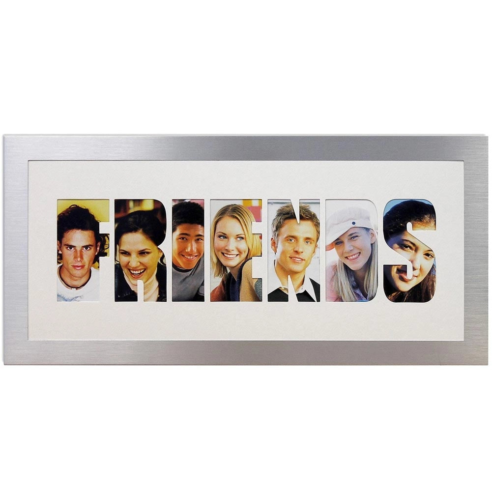 Cornice Portafoto 7 Fotografie Friends Amici Alluminio Vetro 58x28 cm Arti Casa