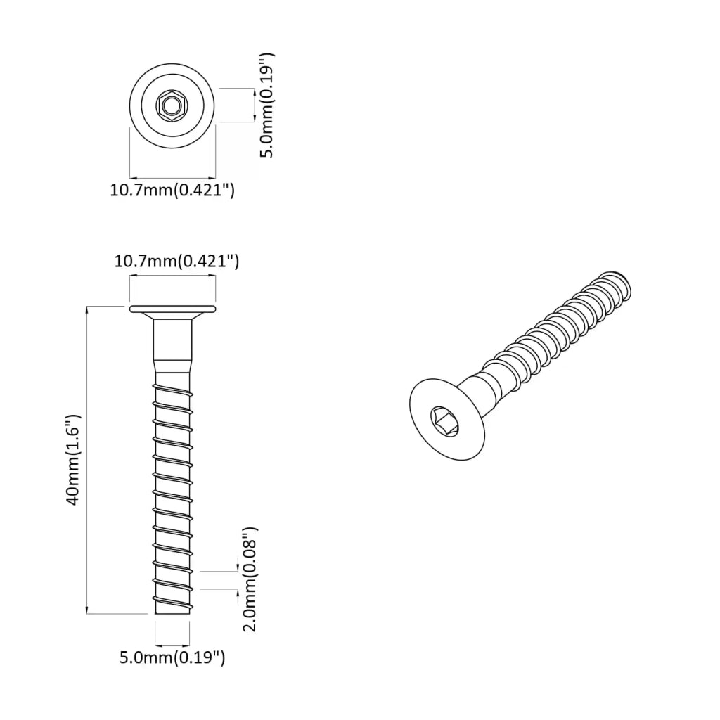 Viti confermat 12 pcs Argento Ø5 x 40 mm Metallo 864377