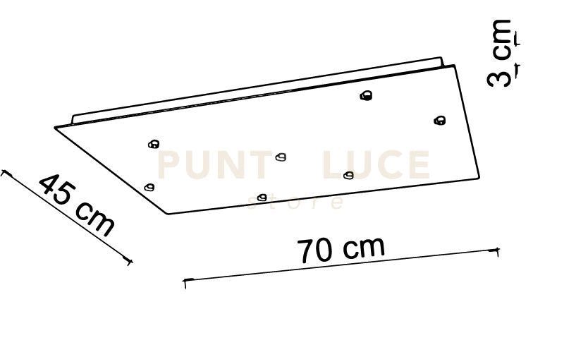 BASE-7RE OS Base rettangolare l.70cm oro spazzolato 7 luci