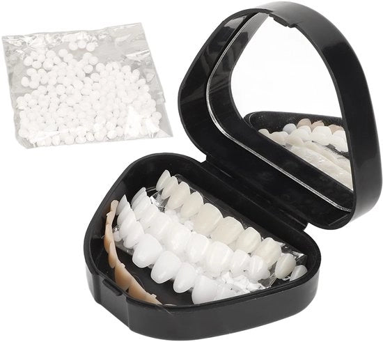 Set di riparazioni temporanee per denti - Soluzione provvisoria per protesi - Denti falsi - Vesciche per riempimento - Scatola di conservazione - Materiale in gomma