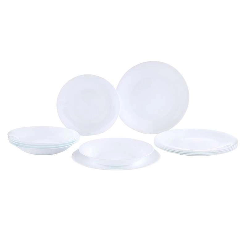 Servizio piatti Bormioli White Moon 12 Pezzi in vetro opale bianco