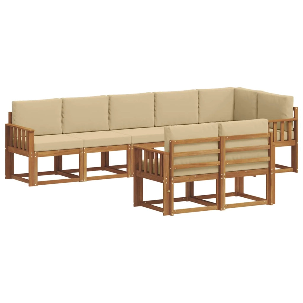 Set di divani da esterno con cuscino 8 pcs Naturale e Beige 3366566
