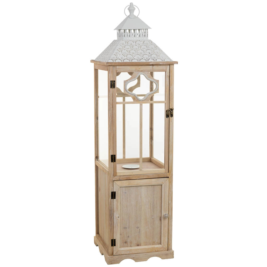 Lanterna in legno marrone 32,5x32,5x117h cm