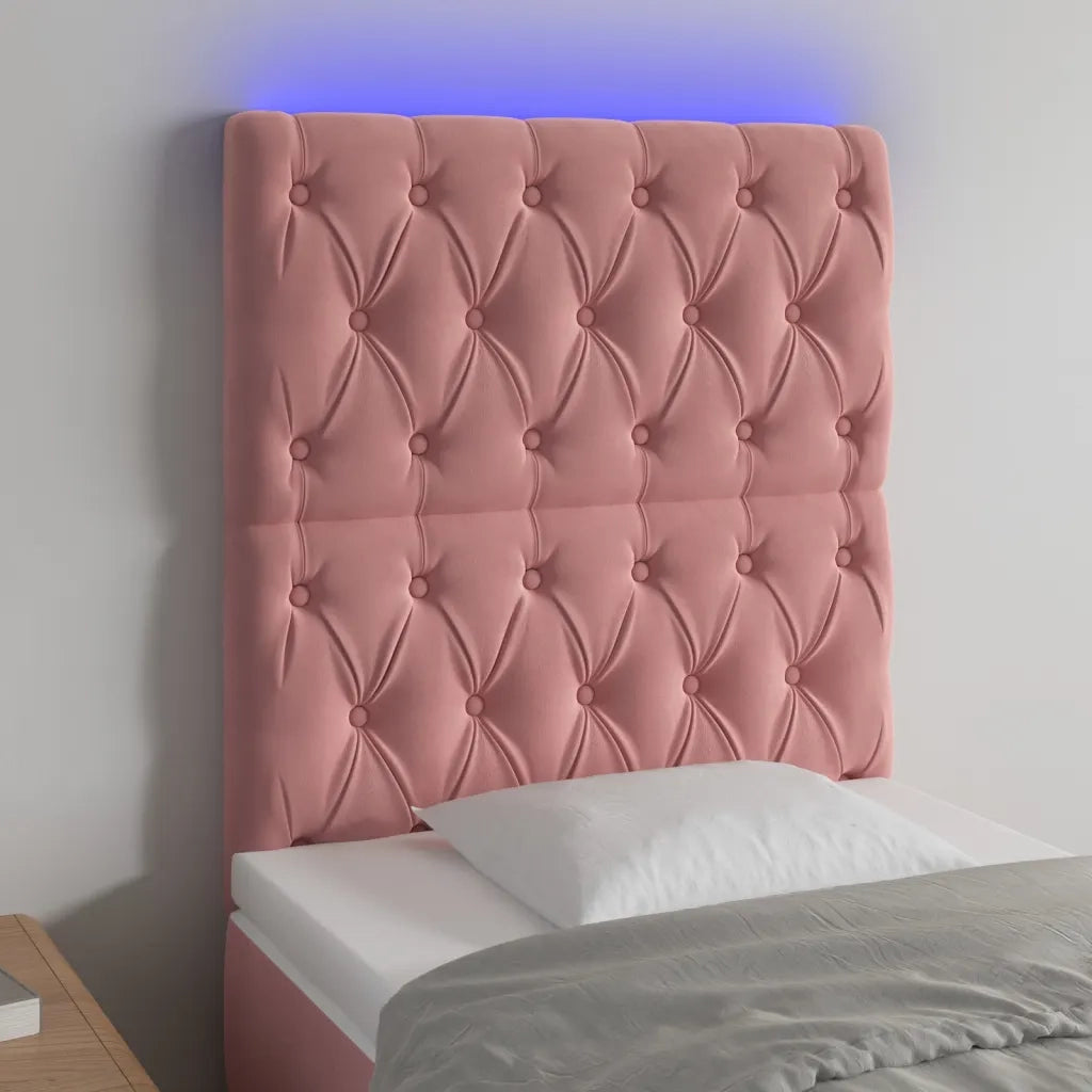 Testiera a LED-Testata con LED Rosa 80x7x118/128 cm in Velluto
