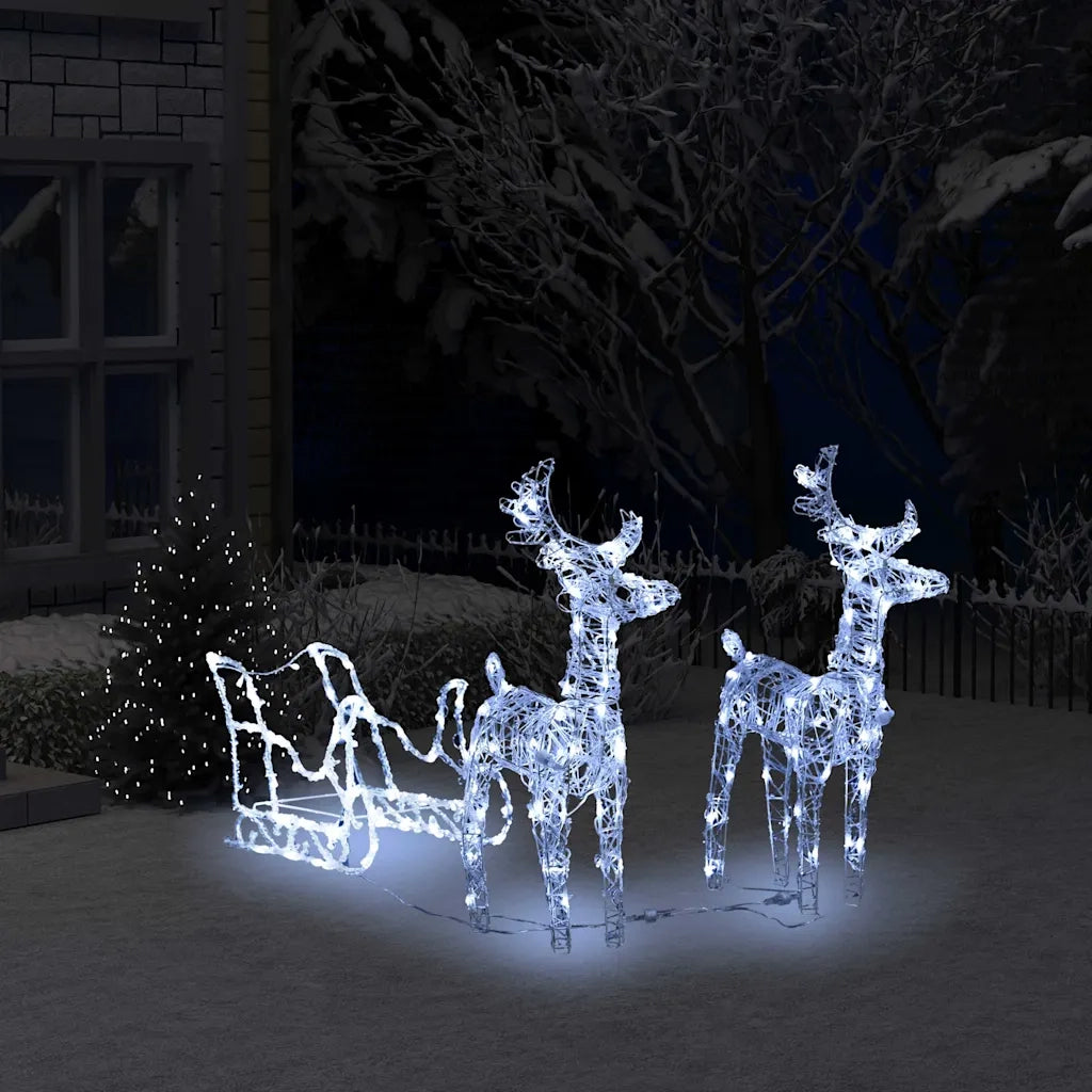 Decorazione Natalizia Renne e Slitta 160 LED 130 cm in Acrilico 289979