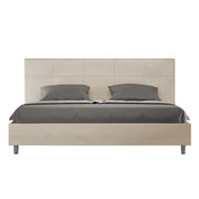 BS COM Letto matrimoniale king size senza rete imbottito 190x190 microfibra sabbia