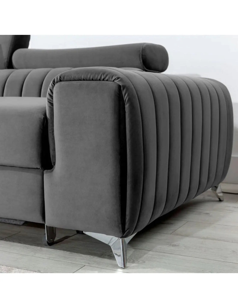 Divano angolare sinistro Grigio scuro convertibile 3 posti JAYSON con letto