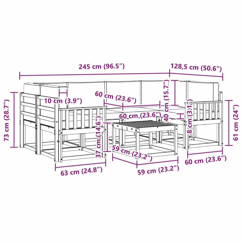 Set di divani da esterno 7 pz Bianco e Beige 3387312