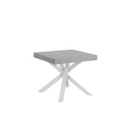 Tavolo allungabile 90x90/194 cm Clerko Cemento gambe Bianche