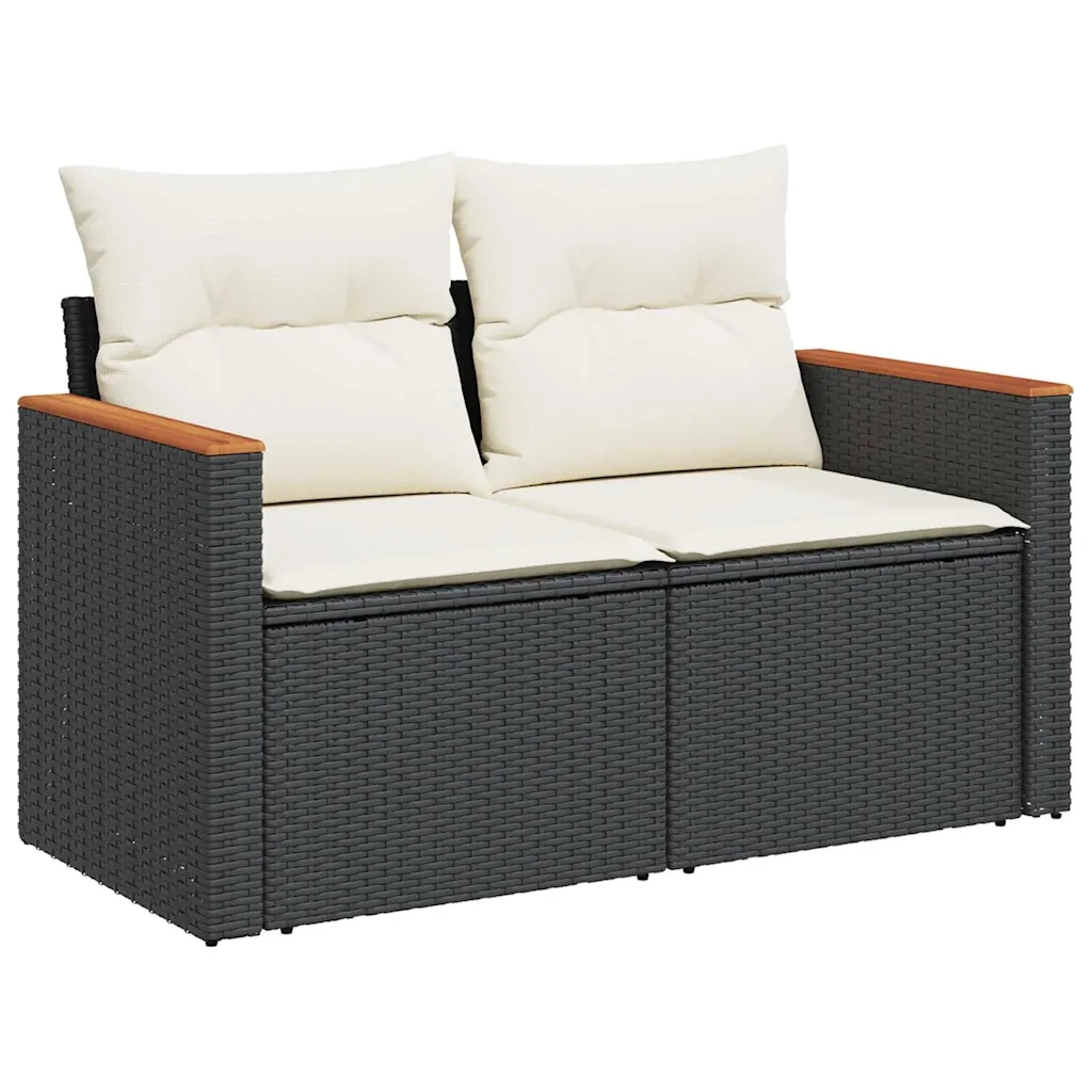 Set Divani da Giardino con Cuscini 8 pz Nero in Polyrattan 3325934