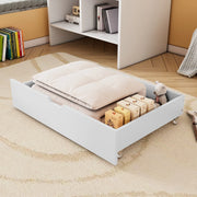 Cassetti contenitore con ruote in MDF bianco; set da 2