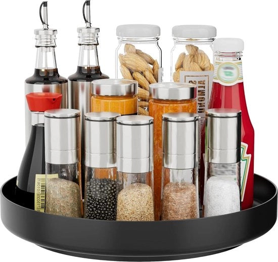 Organizzatore a giri per armadi cucina - Raccogli spice rotante 11 pollici Nero