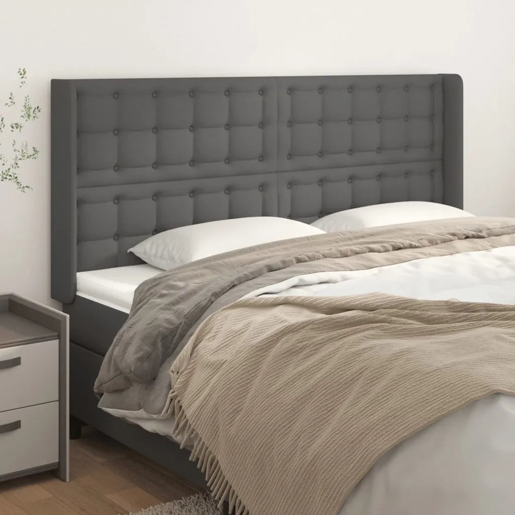 Testiera ad Orecchio-Testata con Orecchie Grigio 183x16x118/128 cm in Similpelle 129650