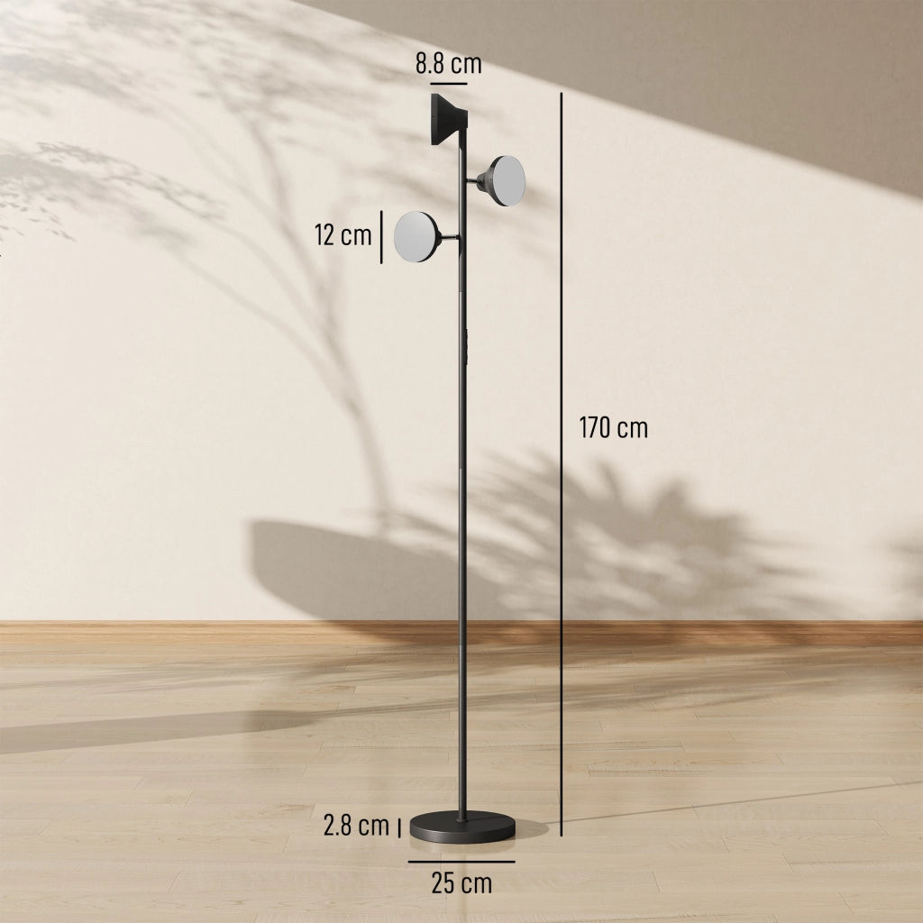 Lampada da Terra a 3 Bracci Regolabili ¨C Minimal ¨C Nero, Acciaio, Plastica, ?25x170 cm