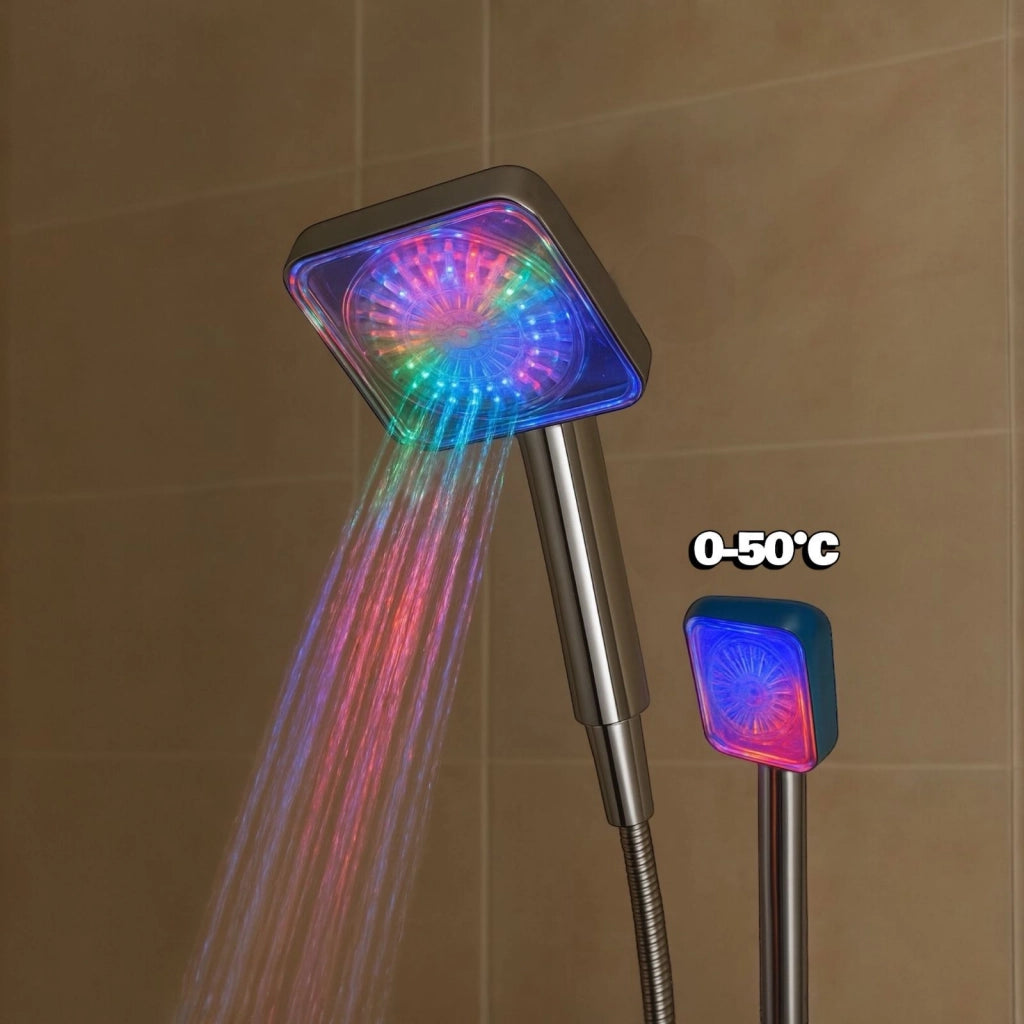 Soffione Doccia LED RGB Multicolore Cromoterapia, Cambio Colore Automatico