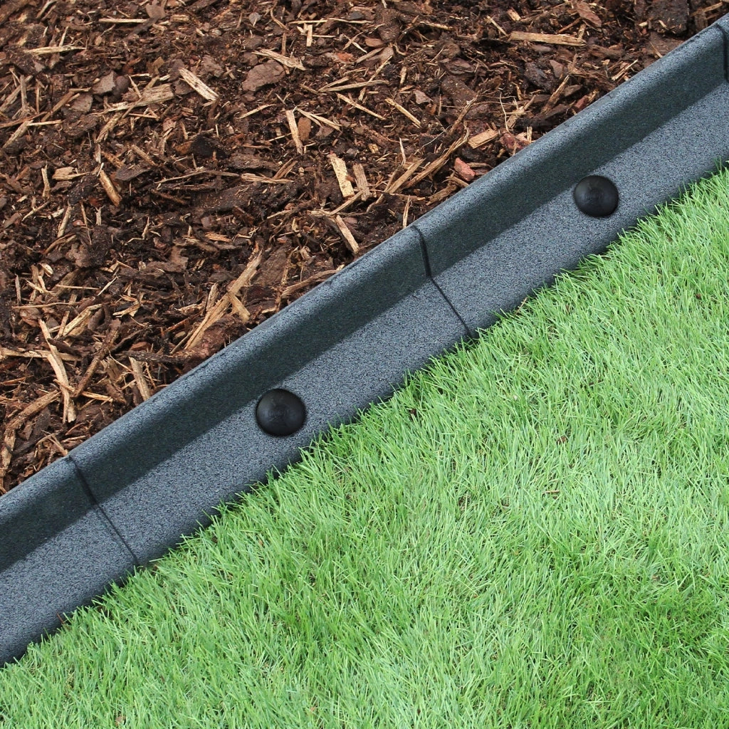 Bordatura per Aiuole Bordo Prato da Giardino Palizzata Flessibile fino a 70° in Gomma Resistente agli UV Pezzi da 1.2m - Grigio - 4 pezzi