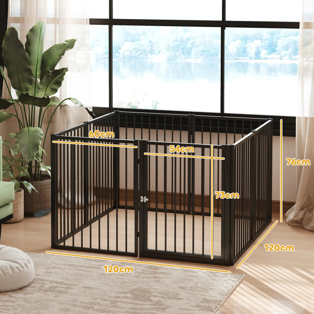 Recinto per Cani con 8 Pannelli ¨C Minimal ¨C Nero 60x76 cm