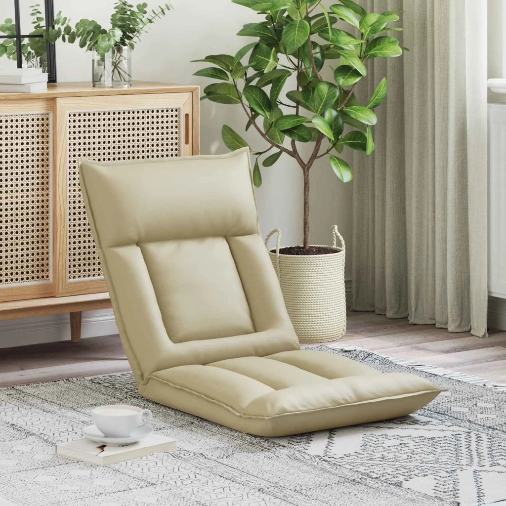 Sedia da Pavimento Crema 55 x 61 x 70 cm Pelle Sintetica 42028183