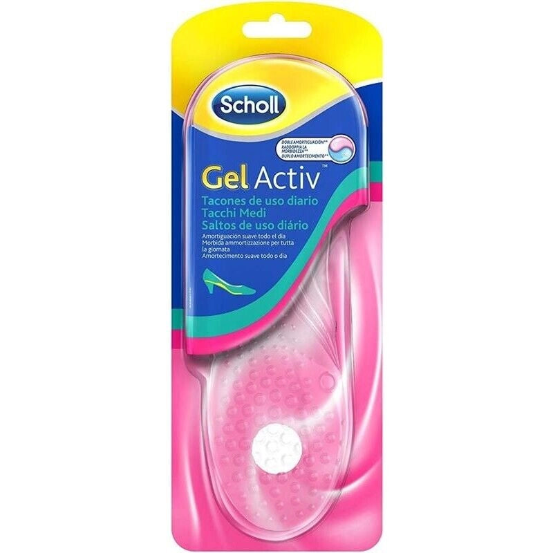 SCHOLL SOLETTE 2 CONFEZIONI DA 1 PAIO GEL ACTIV DONNA PER TACCHI MEDI AZIONE AMMORTIZZANTE E ANTISCIVOLO