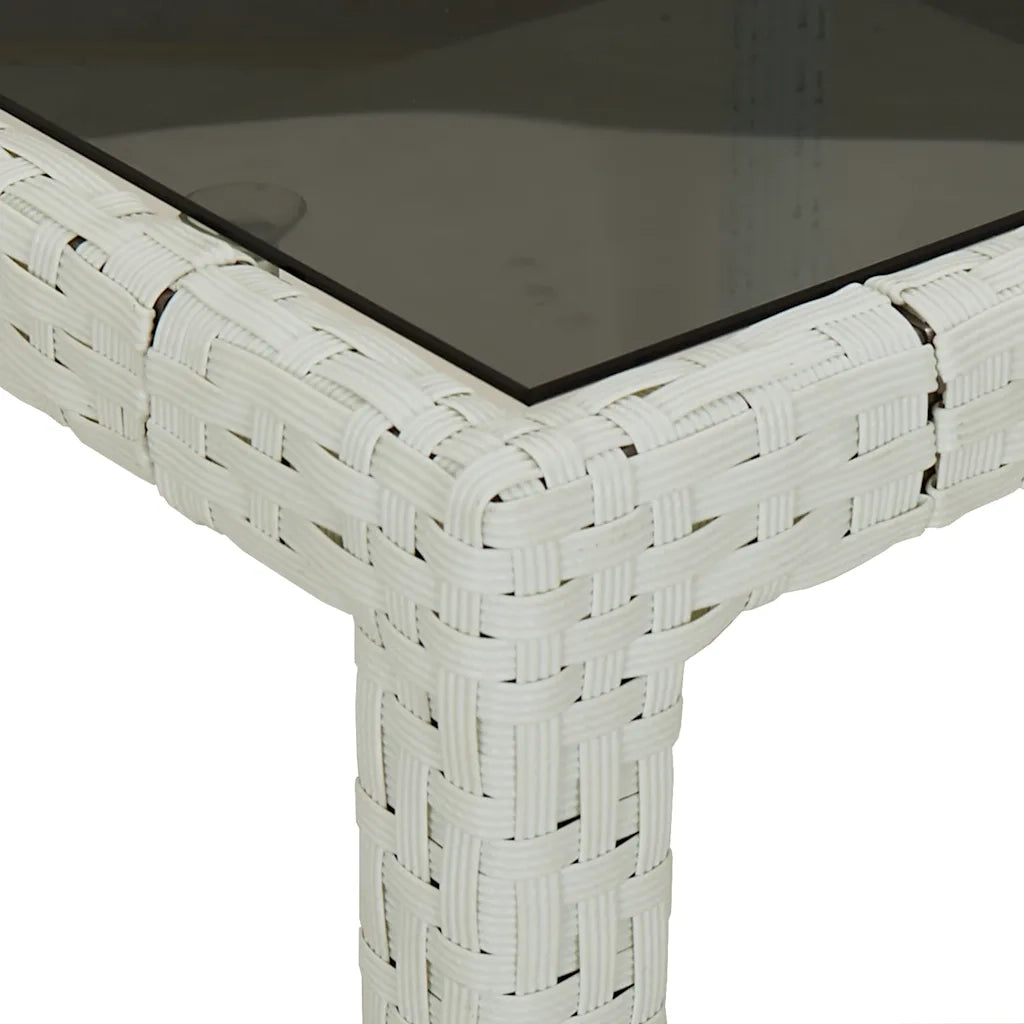 Tavolo Giardino Bianco 250x100x75 cm Polyrattan Vetro Temperato 362556
