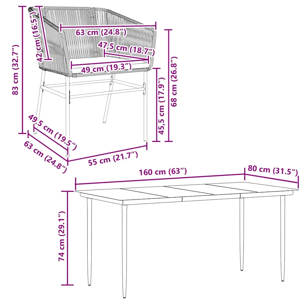 Set da Pranzo da Giardino con Cuscini 5 pz | Set Salotto da Giardino Polyrattan Vetro