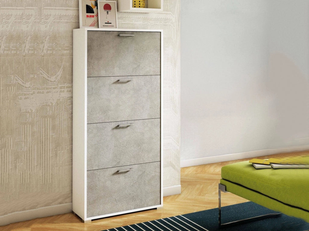 Mobile Portascarpe Adeindein, Scarpiera 24 Paia Made in Italy, 67x28x147h cm Bianco