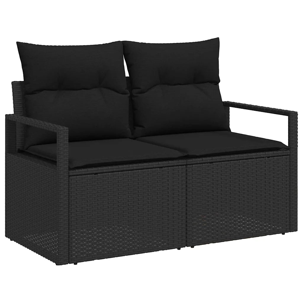 Set Divano da Giardino con cuscino 9 pcs Nero