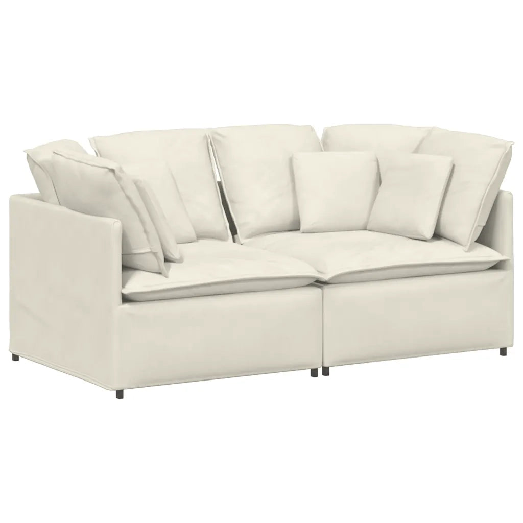 Divano Modulare con Cuscini in Velluto Crema 3321256