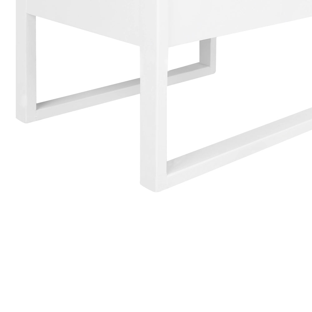 Comodino in legno di pino bianco 41 x 50 cm con un cassetto stile moderno
