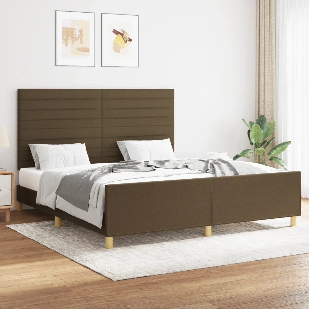 Letto matrimoniale | Letto per adulti | Giroletto senza Materasso Marrone Scuro 160x200 cm Tessuto