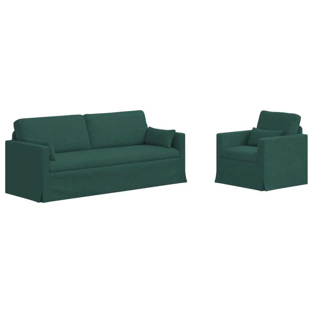Divano 2 pcs Verde Scuro 198 x 78 x 80 cm Tessuto