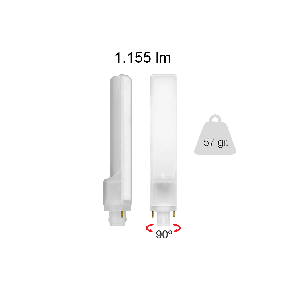 Lampadina LED Cala - G24 2-Pin 10W (Equivalente 100W alogeno) 1155Lm Uniform-Line 4000K Beneito Faure