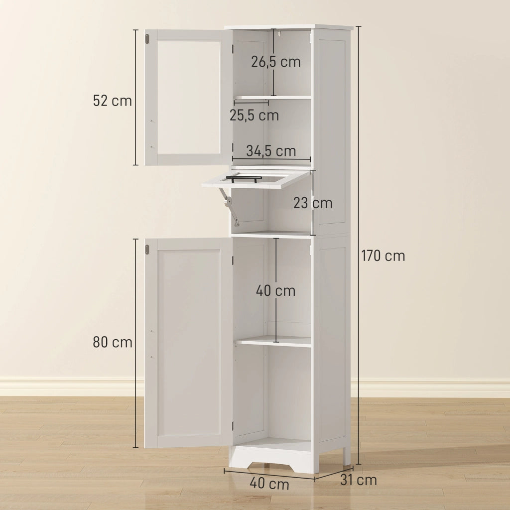 Mobile colonna bagno ¨C Xylo ¨C bianco con cassetto, 2 ante e ripiano regolabile, 40x31x170 cm